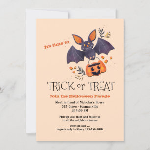 Trick or Treat Bat Halloween Parade Invitation