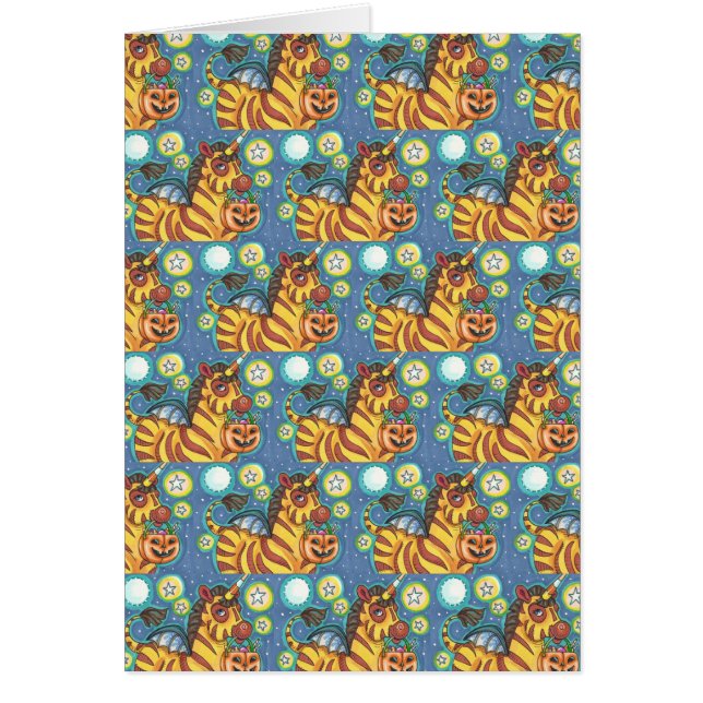 TRICK OR TREAT BAT WING ZEBRA HALLOWEEN Blank CARD (Front)