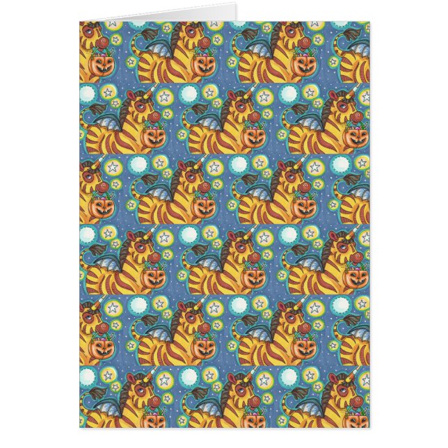 TRICK OR TREAT BAT WING ZEBRA HALLOWEEN Blank CARD (Front)