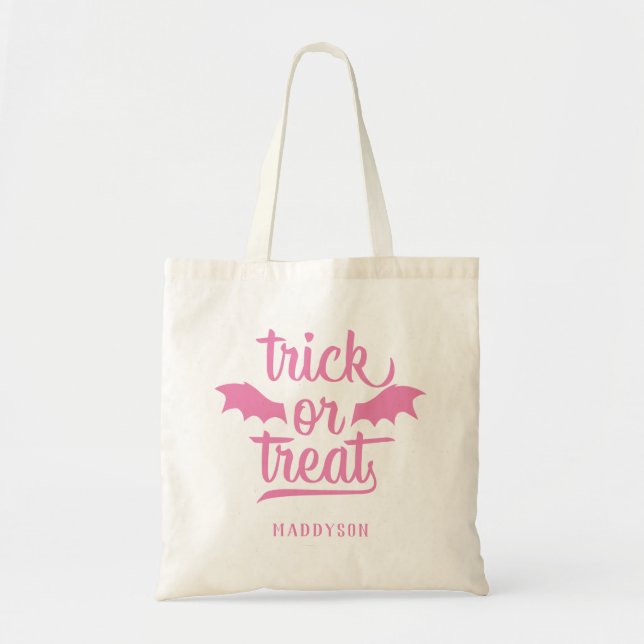 Trick or Treat Bat Wings Halloween Tote Bag (Front)