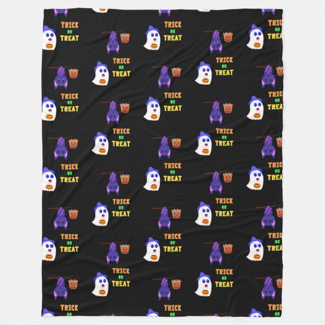 Trick Or Treat Bats Candy 31 UK October Halloween Fleece Blanket (Front)