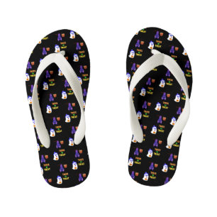 Trick Or Treat Bats Candy 31 UK October Halloween Kid's Flip Flops