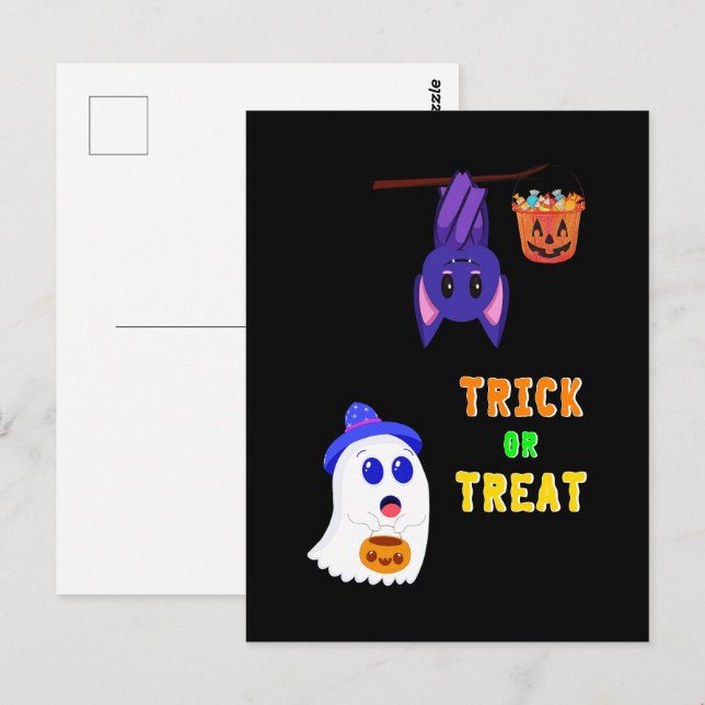 Trick Or Treat Bats Candy 31 UK October Halloween Postcard (Front/Back)