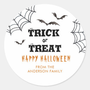 Trick or Treat Bats Halloween  Classic Round Sticker