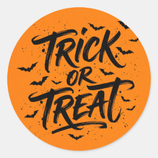 Trick Or Treat Bats Halloween Round Sticker