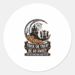 Trick Or Treat Be So Sweet Halloween Moon Witches_ Classic Round Sticker