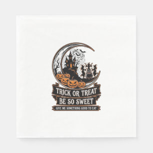 Trick Or Treat Be So Sweet Halloween Moon Witches_ Napkin