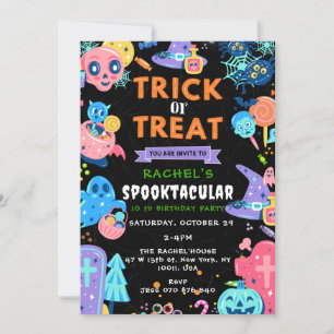 Trick or Treat Birthday, Halloween Birthday,Spooky Invitation