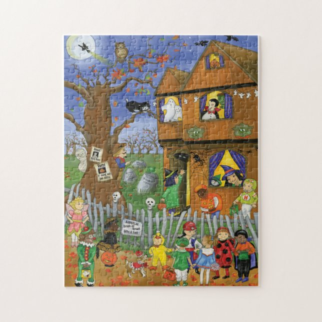 Trick or Treat, Bite and Eat. Halloween Puzzle (Vertical)