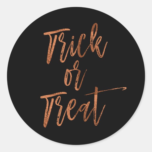 Trick or Treat Black and Orange Halloween Sticker (Front)