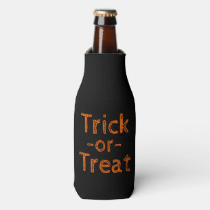 Trick-or-Treat Black and Orange Halloween Theme Bottle Cooler