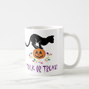 Trick or Treat Black Cat Coffee Mug