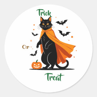 Trick or Treat Black Cat Halloween Sticker