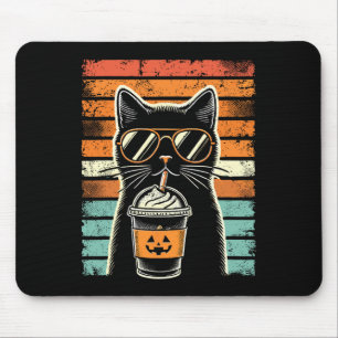 Trick Or Treat Black Cat Hipster Funny Halloween B Mouse Mat