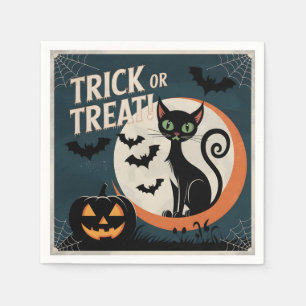 Trick or treat black cat napkin