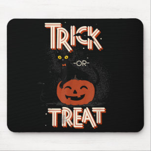 Trick Or Treat Black Cat On Pumpkin Halloween For Mouse Mat