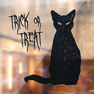 Trick or Treat - Black Cat Silhouette Halloween Window Cling