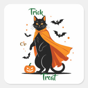 Trick or Treat Black Cat  Square Sticker