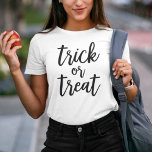 Trick or Treat Black Modern Script Halloween Tri-Blend Shirt<br><div class="desc">Celebrate Halloween in style with this "trick or treat" shirt featuring modern black script lettering.</div>