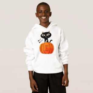 Trick or Treat Black Orange Cat Pumpkin Halloween