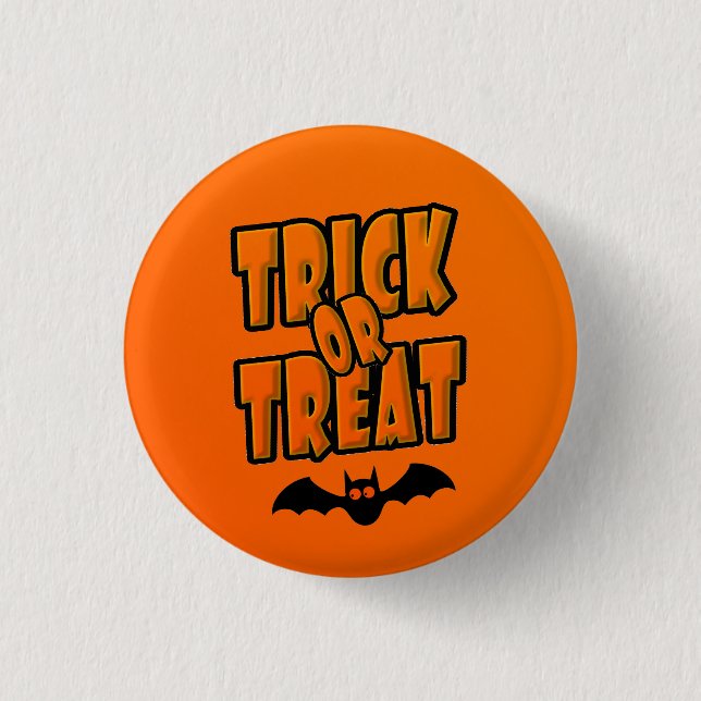 Trick or Treat Black & Orange Cute Flying Bat - 3 Cm Round Badge (Front)