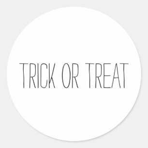 Trick or Treat  black & white Spooky Halloween  Classic Round Sticker