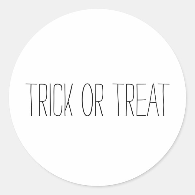 Trick or Treat  black & white Spooky Halloween  Classic Round Sticker (Front)