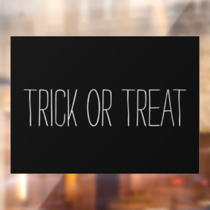 Trick or Treat  black white Spooky Halloween decor Window Cling