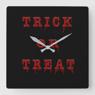 Trick or Treat Bloody Version Square Wall Clock