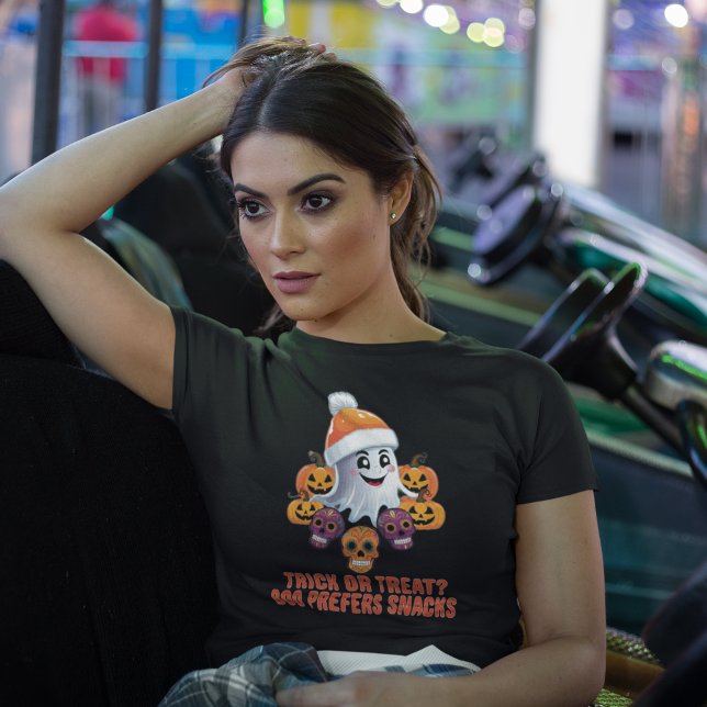 Trick or Treat Boo Funny Quote Halloween Party T-Shirt (Creator Uploaded)