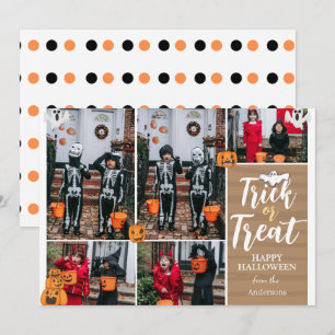 Trick Or Treat Boo Halloween Family Photo Collage Holiday Card