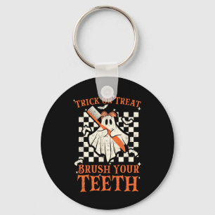 Trick Or Treat Brush Your Teeth Dentist Halloween  Key Ring