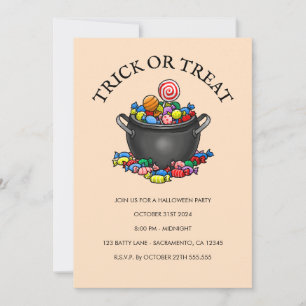 Trick or Treat Candy Cauldron Invitation