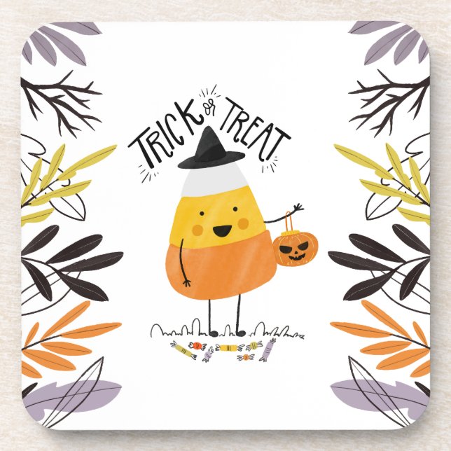 Trick or Treat Candy Corn Halloween | Coaster (Front)