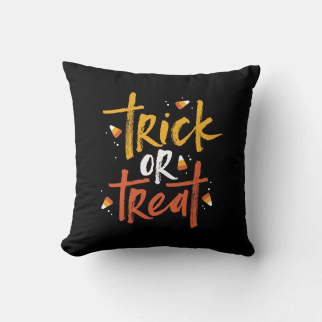Trick or Treat Candy Corn Halloween Cushion (Front)