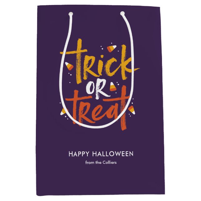 Trick or Treat Candy Corn Halloween Medium Gift Bag (Front)