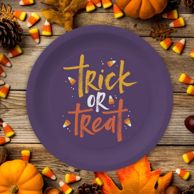 Trick or Treat Candy Corn Halloween Paper Plate (Creator Uploaded)