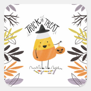 Trick or Treat Candy Corn Halloween   Sticker