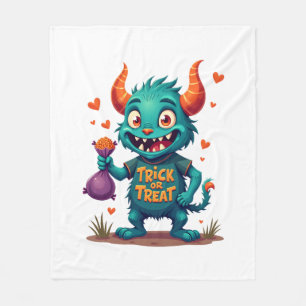 Trick or Treat Candy Monster � Halloween T-Shirt D Fleece Blanket