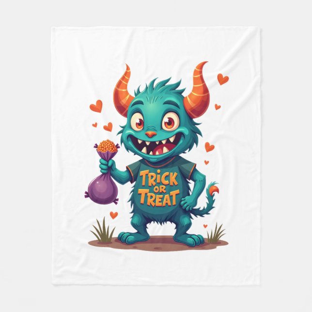 Trick or Treat Candy Monster � Halloween T-Shirt D Fleece Blanket (Front)