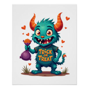Trick or Treat Candy Monster � Halloween T-Shirt D Poster