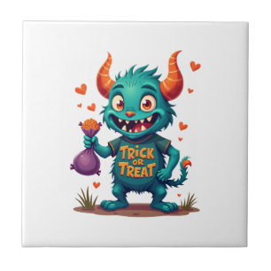 Trick or Treat Candy Monster � Halloween T-Shirt D Tile