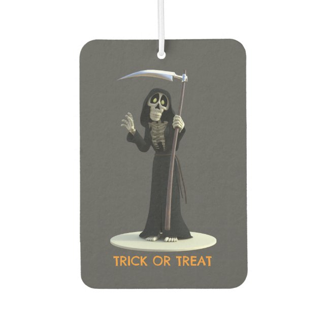 Trick or Treat. Cartoon Grim Reaper Car Air Freshener (Front)