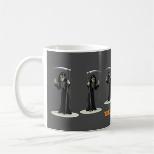 Trick or Treat. Cartoon Grim Reaper Coffee Mug