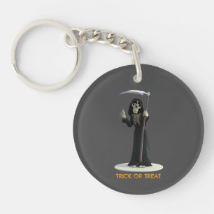 Trick or Treat. Cartoon Grim Reaper Key Ring