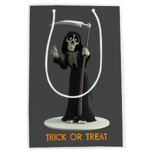 Trick or Treat. Cartoon Grim Reaper Medium Gift Bag