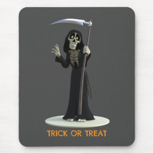 Trick or Treat. Cartoon Grim Reaper Mouse Mat