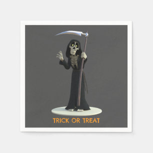 Trick or Treat. Cartoon Grim Reaper Napkin
