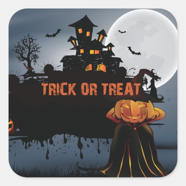 Trick or treat castle   square sticker (Front)