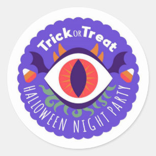 Trick or Treat Cat Eye Classic Round Sticker